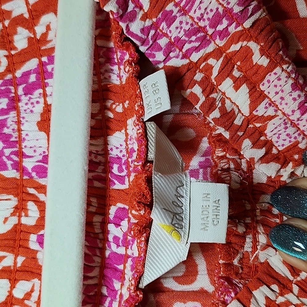 Boden Paisley Off-Shoulder Jumpsuit - Red and White Sz 8 - Picture 10 of 16